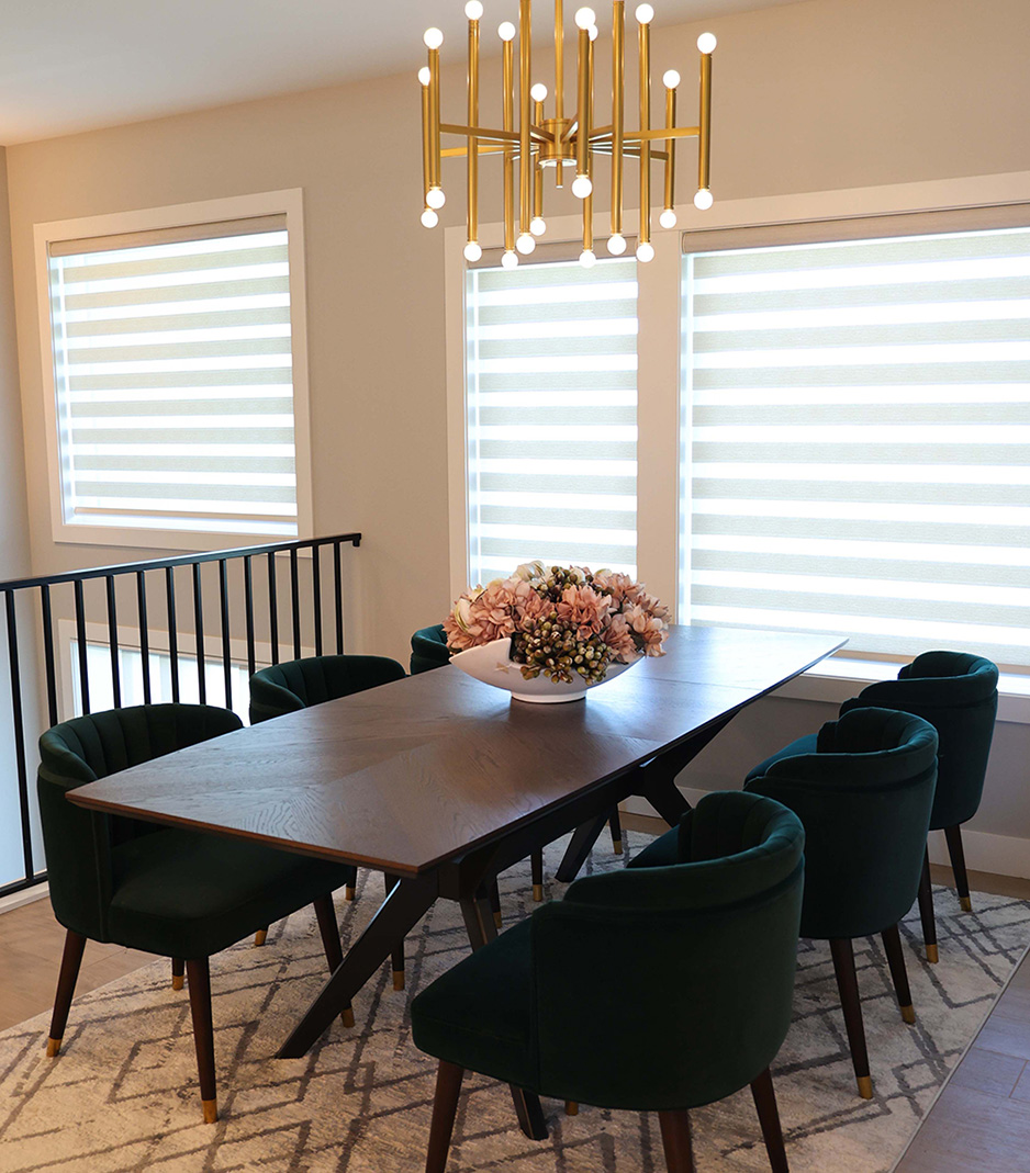 green-dining-room-chairs Green dining room chair around a dark wooden table